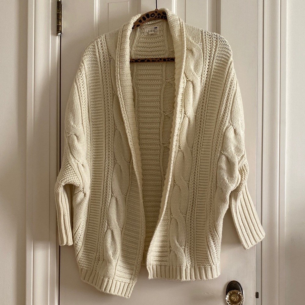 La Hearts Ivory Cable Knit Cardigan